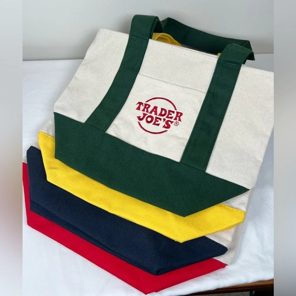 Trader Joe’s Winter 2025 Mini Canvas Tote Bags Set Of All Four Colors